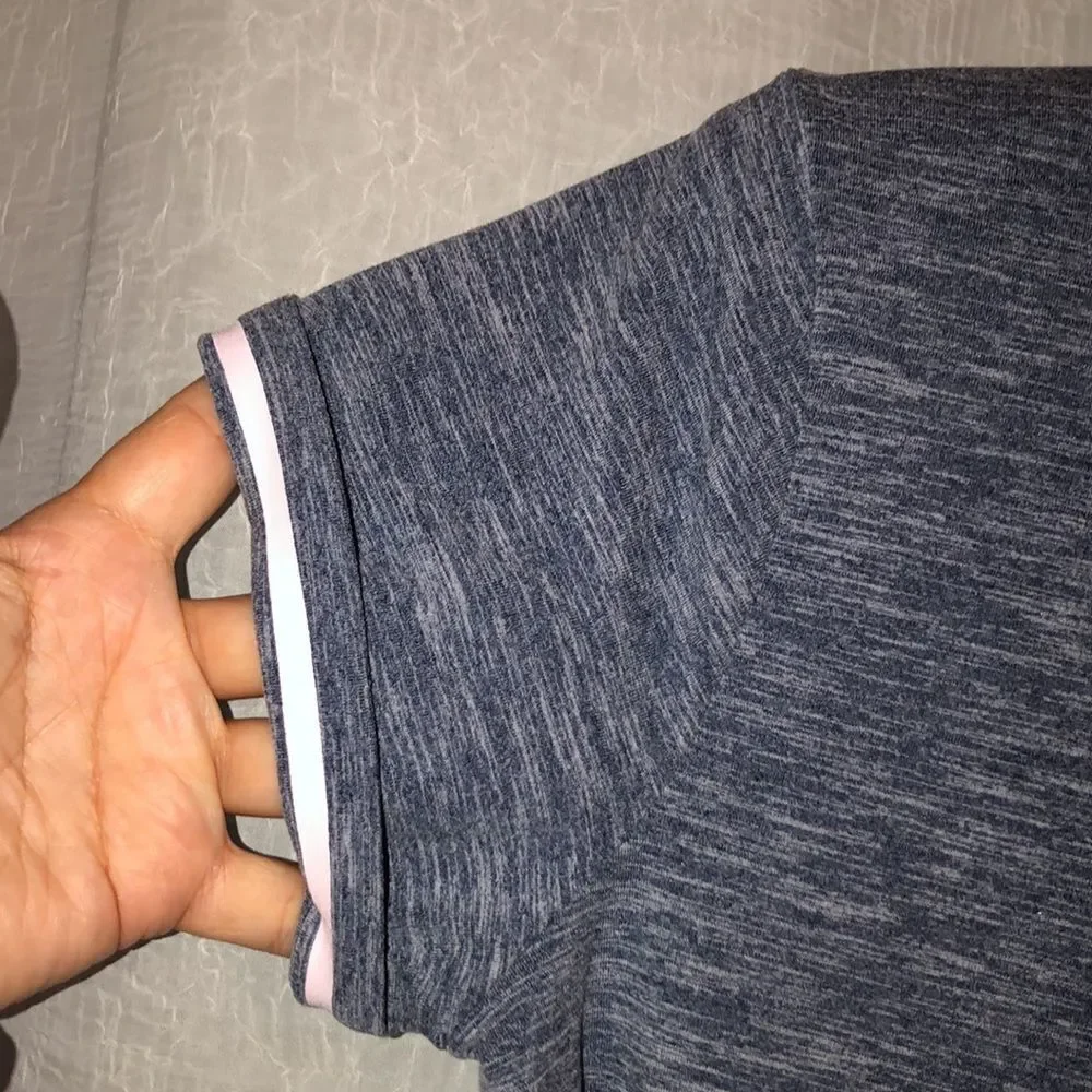 Athleta GIRL 16/XXL Heather Blue Blush Pink Cuffed Short Sleeve High Low Tee